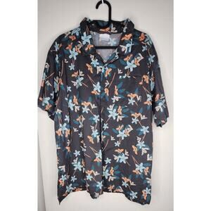 Columbia Hawaiian Button-Up Shirt Black Floral Mens Sz Large Spring AOP Vacation